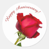 Single Happy Jubileum Red Rose Photo Template Ronde Sticker (Voorkant)