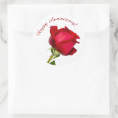 Single Happy Jubileum Red Rose Photo Template Ronde Sticker (Tas)