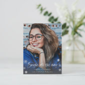 Single helemaal, meisje of man kerstfoto briefkaart (Staand voorkant)