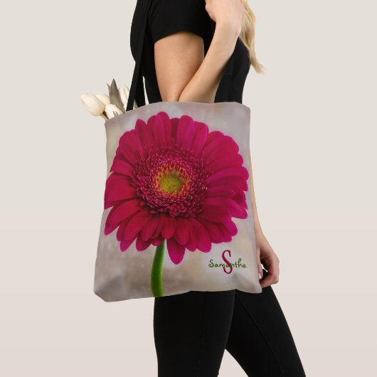 Single Hot Pink Gerbera Tote bag (Dichtbij)