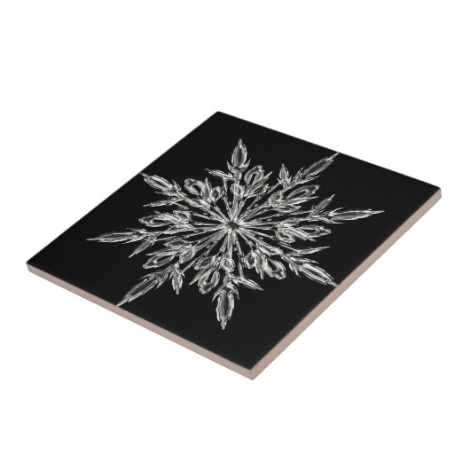 Single Ice Crystal op zwart Tegeltje (Zijkant)