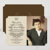 Single Initiaal Brown Monogram Foto Afstuderen Kaart (Voorkant / Achterkant)