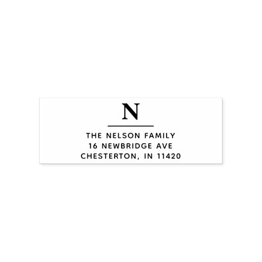 Single Initiaal Family Monogram retouradres Zelfinktende Stempel (Design)