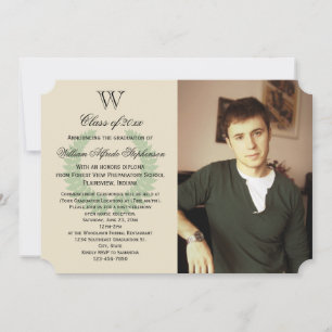 Single Initiaal Monogram Green Photo Afstuderen Kaart