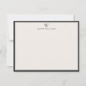  Single Initial Black Double Border Note card Kaart (Voorkant)