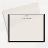  Single Initial Black Double Border Note card Kaart
