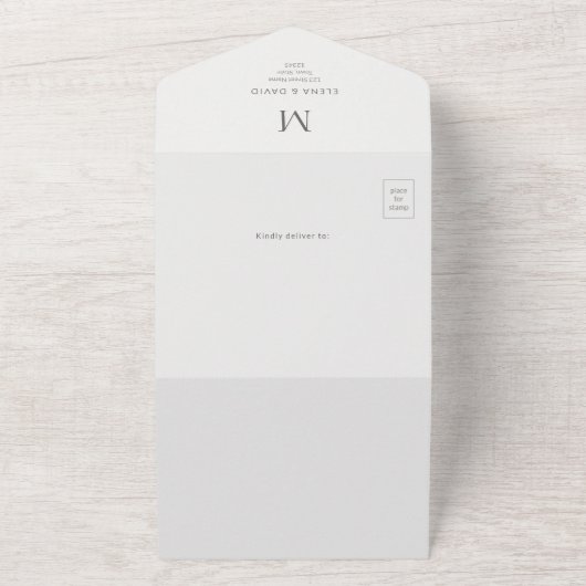 Single Initial Civil Wedding All In One Uitnodiging (Buitenkant)