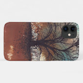 Single Inked Black Tree op Waterverf achtergrond Case-Mate iPhone Case (Achterkant (horizontaal))