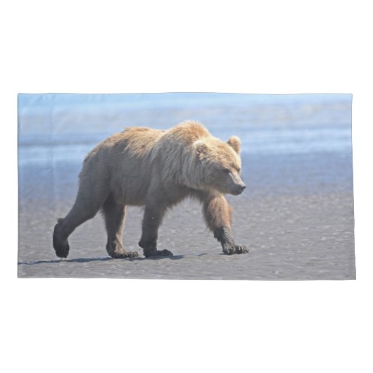 Single King Size Pillowcase of grizzly beer Kussensloop (Achterkant)