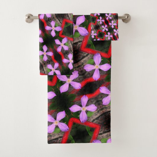 Single Lavender Clematis Flower Abstract Patroon Bad Handdoek (Insitu)