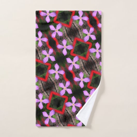 Single Lavender Clematis Flower Abstract Patroon Bad Handdoek (Handdoek)