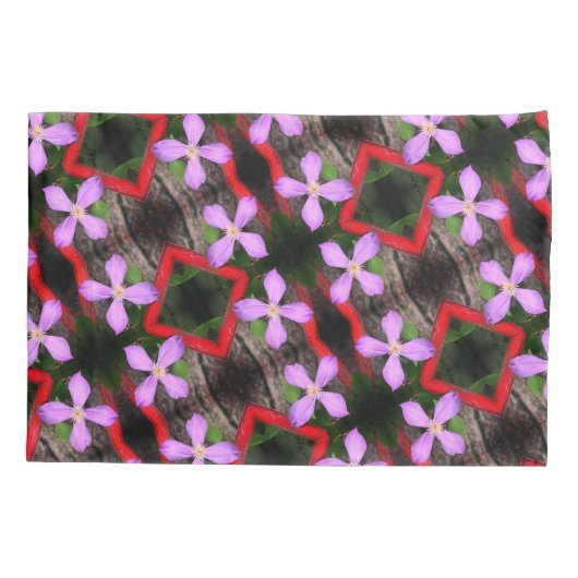 Single Lavender Clematis Flower Abstract Patroon Kussensloop (Achterkant)