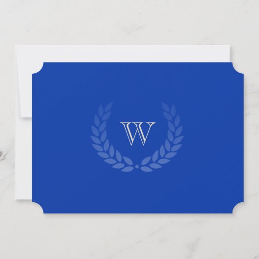 Single Letter Monogram Blue Photo Afstuderen Kaart (Achterkant)