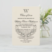 Single Letter Monogram Classic College Graduing Kaart (Staand voorkant)