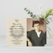 Single Letter Monogram Klassieke foto Afstuderen Kaart (Staand voorkant)