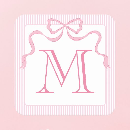 Single Letter Monogram Roze strik, Aangepast lint Kartonnen Onderzetters