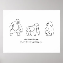 Single line art - gorilla poster