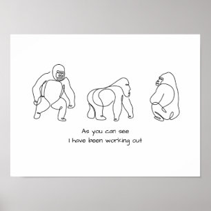 Single line art - gorilla poster