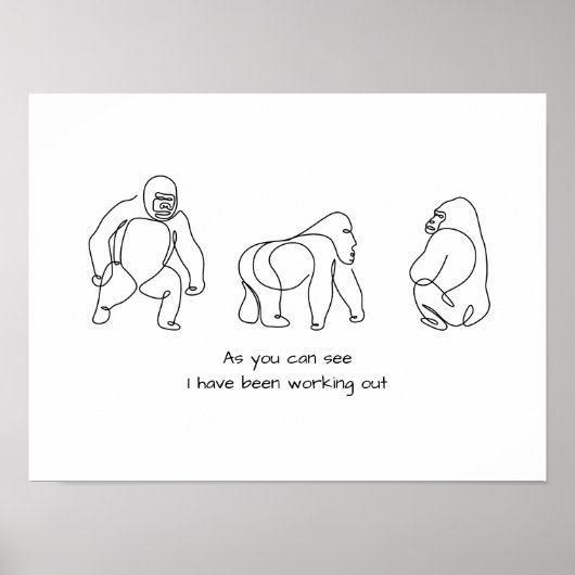 Single line art - gorilla poster (Voorkant)
