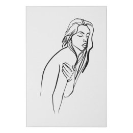 Single Line Art, mooie vrouw, één line Vrouw Imitatie Canvas Print