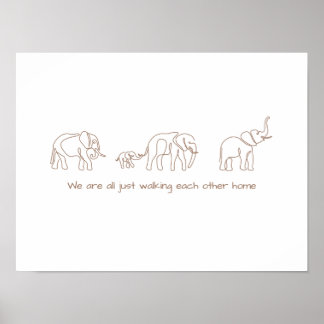 Single line art- olifant poster