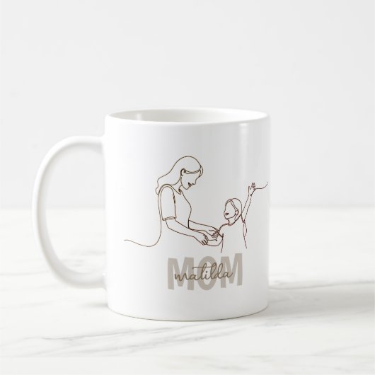 Single line art personalized mom's mug koffiemok (Links)
