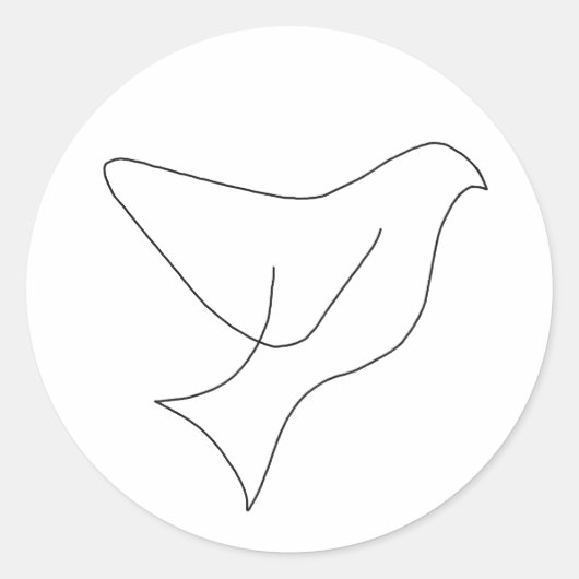 Single Line Dove Drawing Holiday Ronde Sticker (Voorkant)
