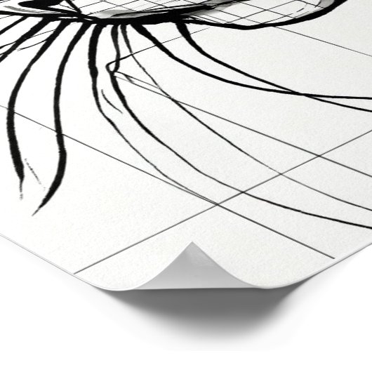 Single Lines Grid Schets van Black Cat Silhouette Poster (Hoek)