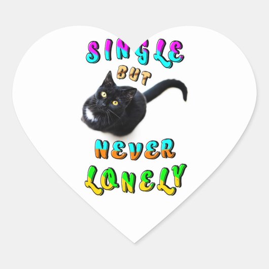 Single, maar nooit eenzaam hart sticker (Voorkant)
