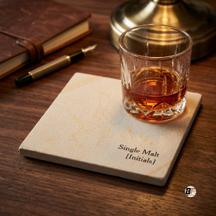 Single Malt Minimalistische Whisky Beige Stenen Onderzetter