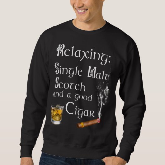 Single Malt Whiskey Cigar voor mannen Trui (Voorkant)