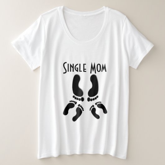 Single Mam Footprint T Shirt (Design voorkant)