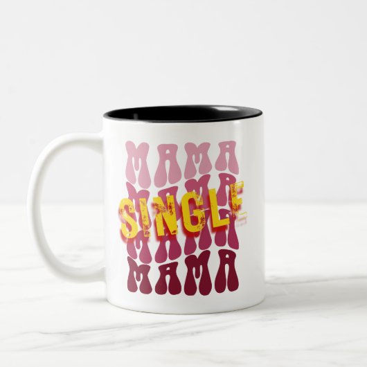 Single Mama Wavy Minimalist Tweekleurige Koffiemok (Links)