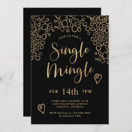 Single Mingle Valentijn Party Black en Gold Kaart
