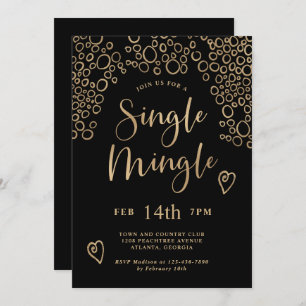 Single Mingle Valentijn Party Black en Gold Kaart