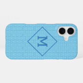 Single Monogram op Blue Boxes Achtergrond Aangepas iPhone 16 Hoesje (Achterkant horizontaal)