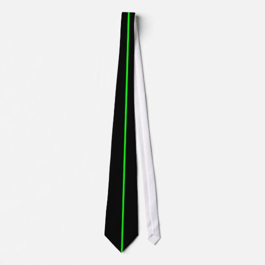 Single Neon Green Stripe op zwart Stropdas (Voorkant)