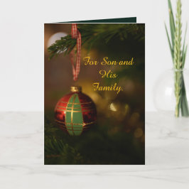 SINGLE ORNAMENT SON AND FAMILY CHRISTMAS CARD BEDANKKAART