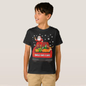 Single Pap Claus Rode Vrachtwagen Santa rendier El T-shirt (Voorkant volledig)