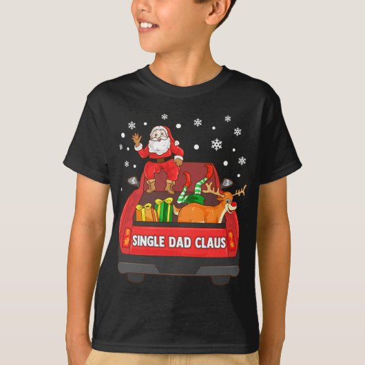 Single Pap Claus Rode Vrachtwagen Santa rendier El T-shirt (Voorkant)