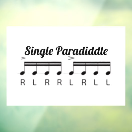 single paradiddle raamsticker (Vel 3)
