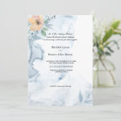 Single Peach Roos en Dusty Blue 2 Wedding Kaart (Staand voorkant)