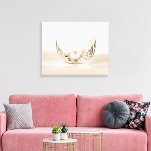 Single Pearl in Seashell Poster Canvas Afdruk (Insitu (Woonkamer))