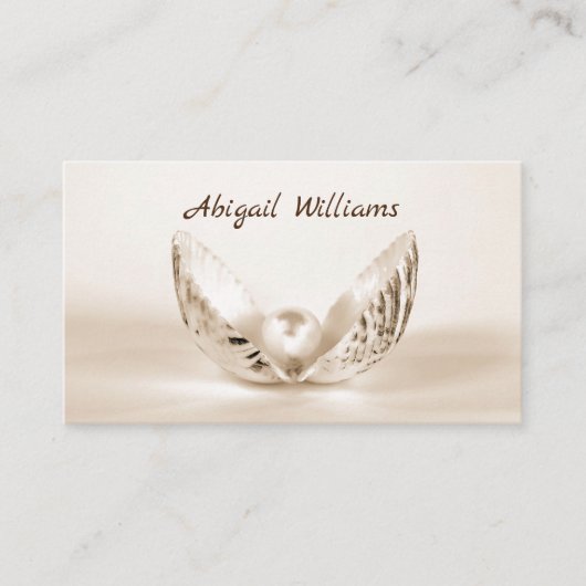 Single Pearl in Seashell Visitekaartje (Voorkant)