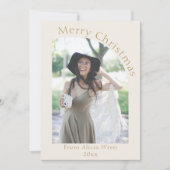 Single Person Cream Moderne Boog Foto Kerstmis Feestdagenkaart (Voorkant)