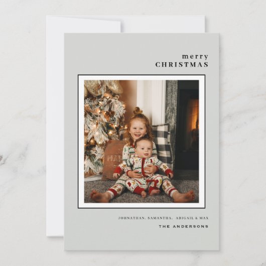 Single Photo Cream Holiday Tree Flat Holiday Kaart (Voorkant)