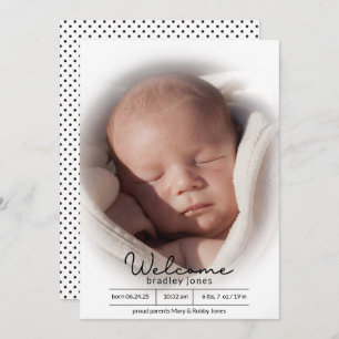 Single Photo Cute Typography Baby Birth Aankondiging