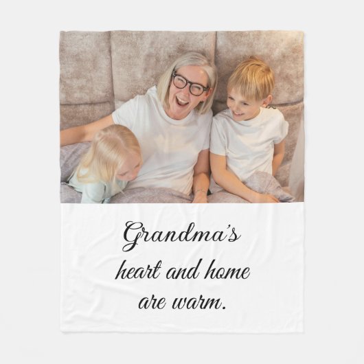 Single Photo Minimalist Elegant Zwart Script Fleece Deken (Voorkant)