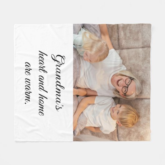 Single Photo Minimalist Elegant Zwart Script Fleece Deken (Voorkant (Horizontaal))