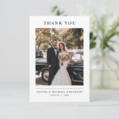 Single Photo Modern Minimalist Typography Wedding Bedankkaart (Staand voorkant)